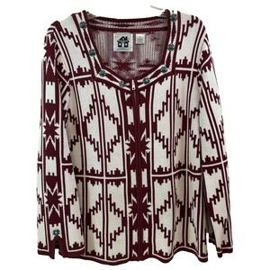 Storybook Knits Cardigan Sweater Women's Size M Santa Fe Dreams Concho Buttons